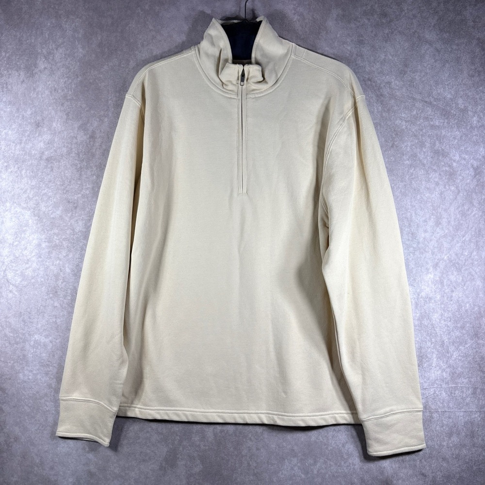 Southern Proper Quarter Zip Mens Size Medium Cream Pullover Preppy Cotton‎ Blend